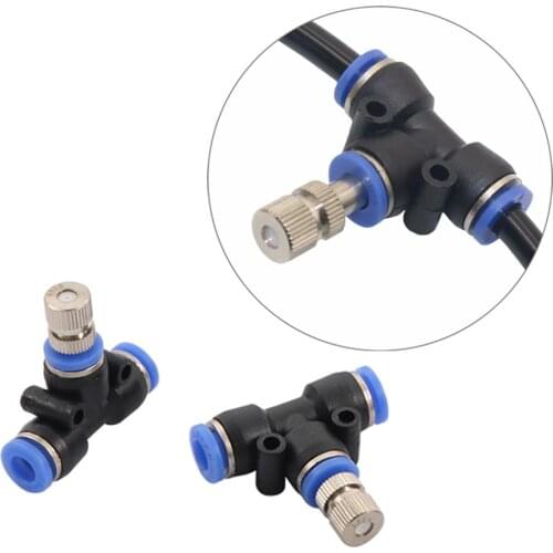 Low Pressure Misting Nozzles 0.1~0.6mm Orifice 6mm Tee Connector Garden Farm Greenhouse Irrigation Humidify Cooling Sprayer 6pcs