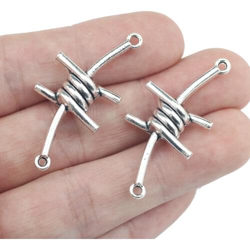 6 Pieces 18*40mm Antique Silver Color Thistles Thorns Charms Bracelet Connector For DIY Jewelry Making