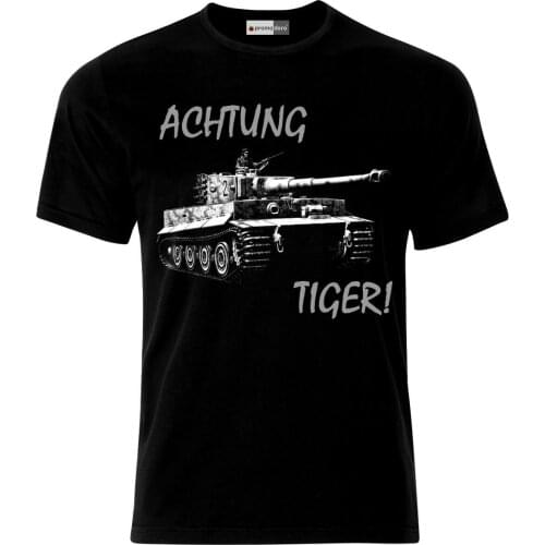 Achtung Tiger German Army Tank Panzer WW2 Men T-Shirt Short Casual oversized t shirt