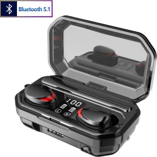 Bluetooth 5.1 TWS Bluetooth Wireless Headphones 2000mAh LED Earphones 9D Hifi Sports Waterproof Earbuds Earphone Headset
