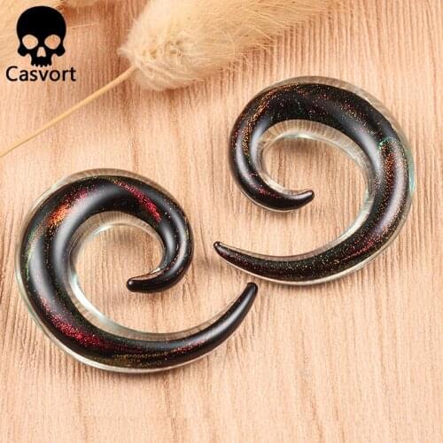 Casvort 2PCS New Piercing Ear Gauges Glass Ear Plugs Tunnels Expander Body Jewelry Stretcher Fashion Earrings For Gift