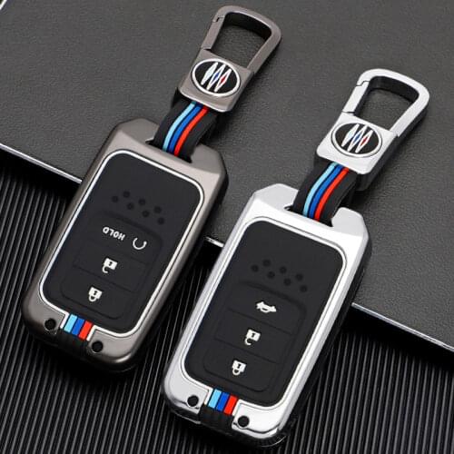 1x Zinc Alloy Key Case 360 Degree Full Cover for Honda Civic Accord CR-V Pilot Smart Key Keyless Remote FOB Shell Key Chains