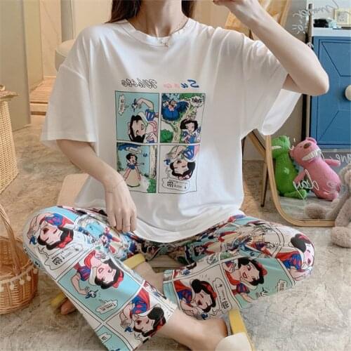 Disney girl summer ins Mickey pajamas female summer loose short-sleeved trousers suit cute sweet pajamas home service
