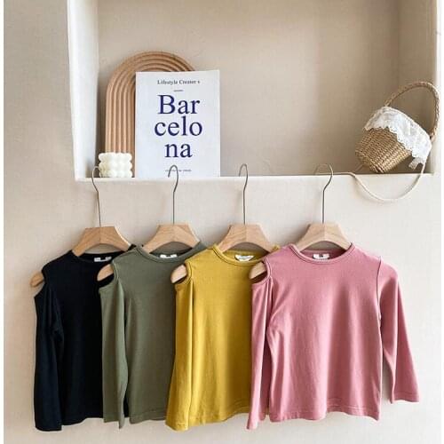 2021 new girls boys t shirt autumn cotton full sleeve fashion kids top 1-7 years WS43