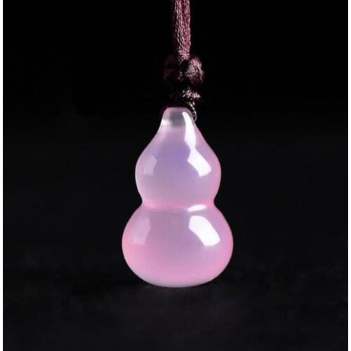 FYJS Unique Handmade Weave Gourd Natural Rose Pink Quartz Pendant Rope Chain Necklace for Women Jewelry