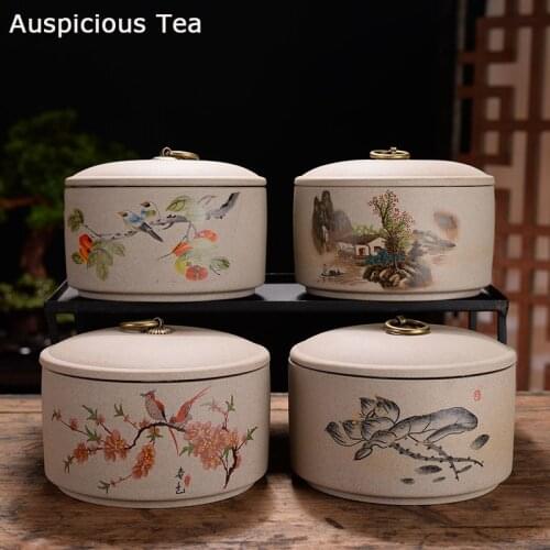 Exquisite Ceramics Tea Caddy Portable Sealed Jar Travel Tea Storage Spice Tea Boxes Coffee Canister Biscuit Tea Storage Tank