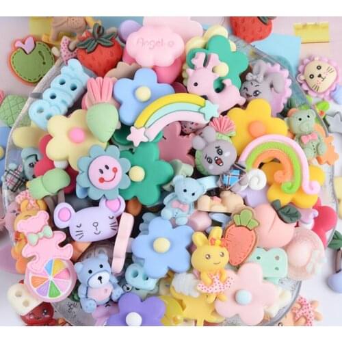 20pcs/lot Random color Fruit animals flower Resin Cabochon Embellishments Scrapbooking Accessories Phone Diy Accessories