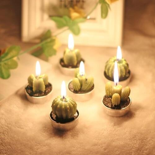 Cactus Tealight Candle Handmade Long Burning Delicate Succulents Tea Light Candle Holder Party Wedding Spa Home Decoration