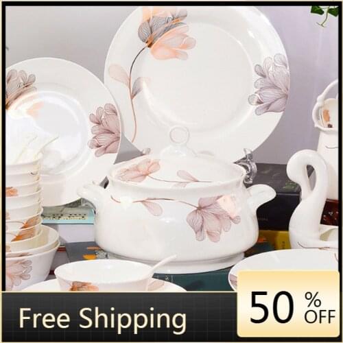 Kawaii Dinner Set Plates And Dishes Bone China Dinner Set Serving Platter China Dinnerware Set Vaisselle Cuisine Kitchen Dishes