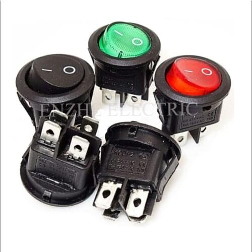 Button rocker switch Rocker switch KCD1-8-201N ON-OFF Four-pin round upper circle bottom round rocker switch with light 20MM