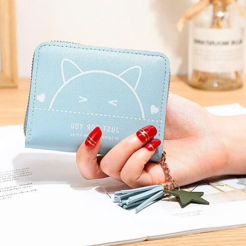Women Short Wallet Cartoon Small Zipper Purse Tassel Soft Wallets Clutch Cute Simple Card Holder Money Bag