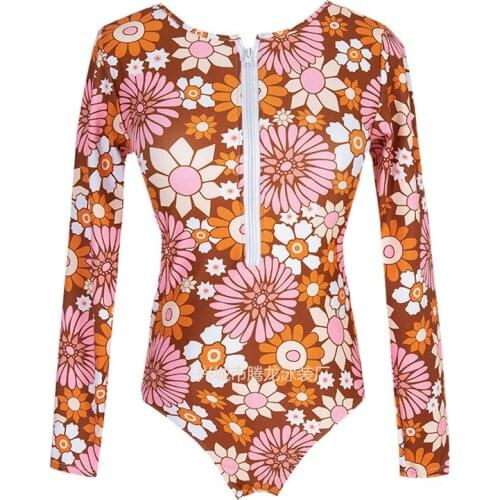 2021 Long Sleeves Swim Suit Sexy Print One Piece Swimsuit Push Up Swimwear Women Monokini Bathing Suit Women Summer Beach Wear