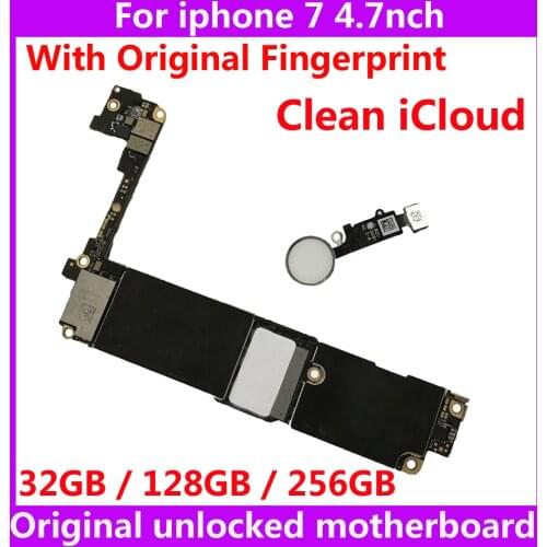 32GB 128GB 256GB Clean unlocked mainboard with / without Touch ID for iphone 7 IOS System Logic Board+chips Original motherboard