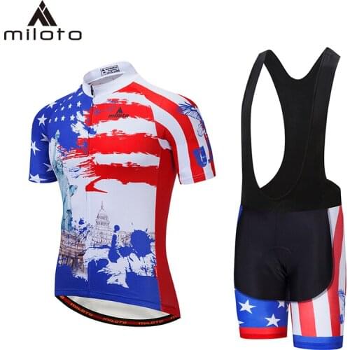 MILOTO Quick-Dry Cycling Jersey Set MTB Road Bicycle Clothing Breathable Riding Mountain Bike Clothes triathlon Cycling Set