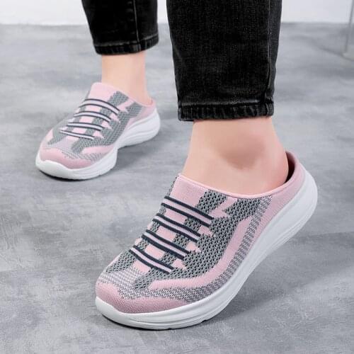 Lightweight Round Toe Slippers for Women Mules Flats Soft House Slippers Female Slides Summer Black Shoes Casual Mesh Lazy Shoes