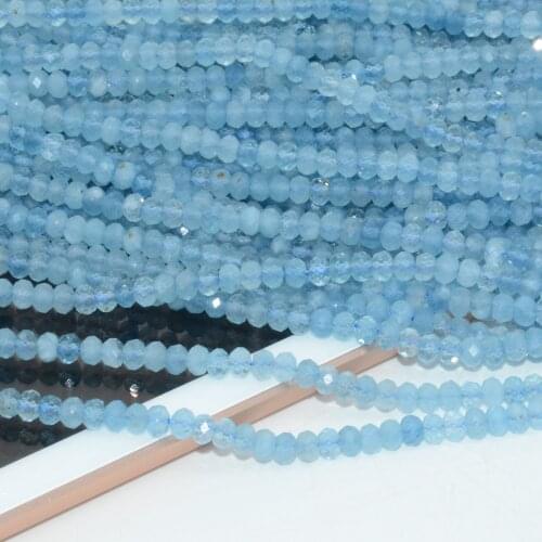 Natural Blue Aquamarine Faceted Rondelle Beads 3x5mm