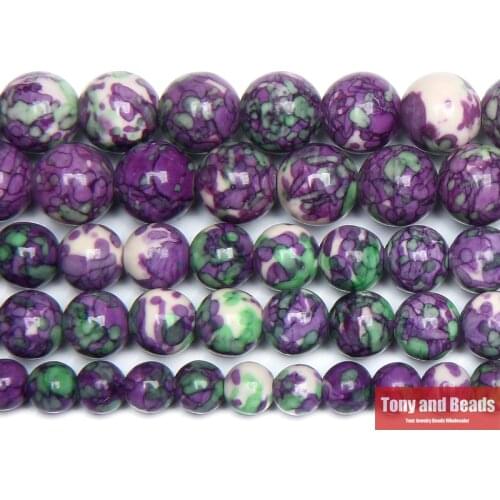 Natural Purple Colorful Stone Round Loose Beads 15" Strand 4 6 8 10 12 MM Pick Size For Jewelry