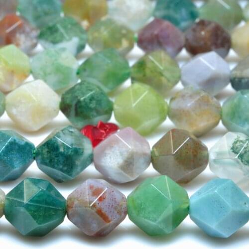 Natural Indian Agate Star Cut Faceted Nugget Loose Beads Wholesale Gemstone Semi Precious Stone Bracelet Necklace Jewelry Making