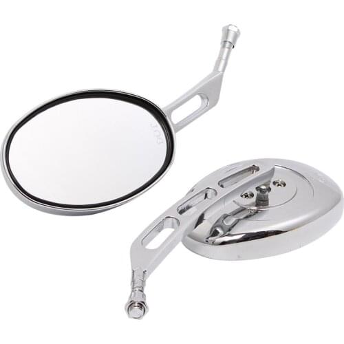 NEW Chrome Motorcycle Oval Mirrors Rearview Mirrors 10mm Rear View Side