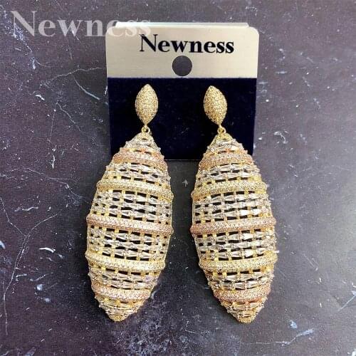 Newness Luxury Waterdrop Dangle Earrings For Women Cubic Zircon Wedding Bridal Nigerian pendientes mujer moda 2019 bijoux femme