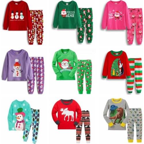 New Kids Pajamas Set Christmas Children Super Warm Cotton Clothing Sleepwear Suit Baby Girls Boys Pyjamas T-Shirt Stripe 2pcs