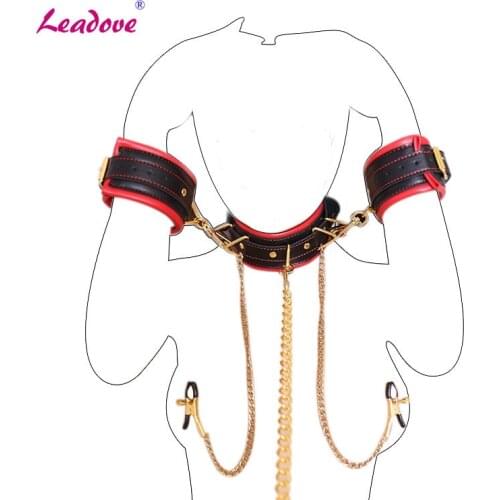 Neck Collar Handcuffs Nipple Clip Traction Chain Suit BDSM Adult Game For Couples Sex Product Erotic Toy Slave Cosplay SP0152