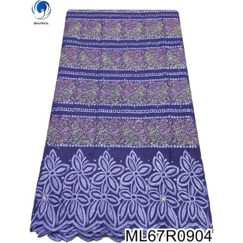 Swiss voile lace 100% Cotton African lace fabric Big Dry Lace 5 Yard Embroidered Lace Fabric ML67R09