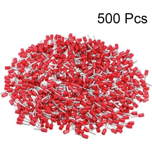 Uxcell 500Pcs/lot VE1508 16 AWG Insulated Cord Pin End Wire Copper Connector Electrical Crimp Terminal Red White Black