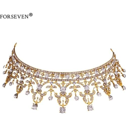 Vintage Gold Tiaras Crystal Crown for Wedding Hair Accessories Rhinestones hairwear Bride Hair Jewelry Women Headdress CY161117