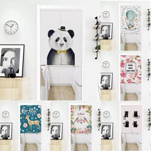 Cartoon Animal Panda Sika Bedroom Deer Door Curtain Geomantic Half Panel Curtain Home Decor Partition Curtain