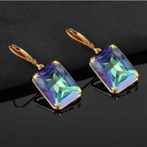 100% Real 925 Sterling Silver 14k Gold Dangle Earring For Women Statement Mystic Topaz Earring Charms Luxury Fine Jewelry Making