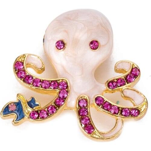 10pcs/lot New Design Snap Jewelry Crystal Octopus Snap Button Fit 18mm Snaps Bracelet Necklace For Women Wholesale
