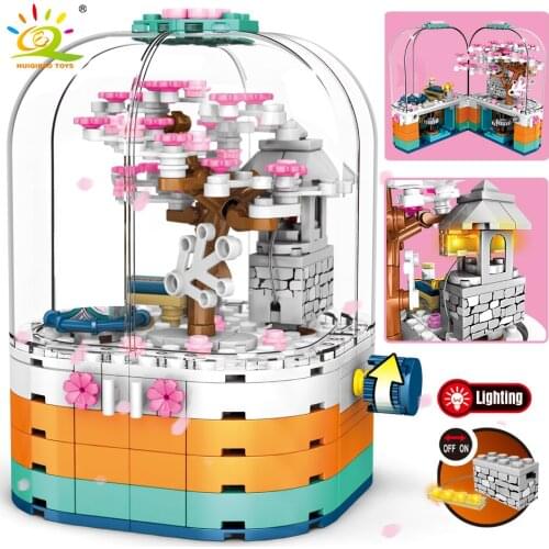 259Pcs Rotating Sakura Box Building Blocks Japanese-style City Building Series Friends Figures Bricks Toys for Girls