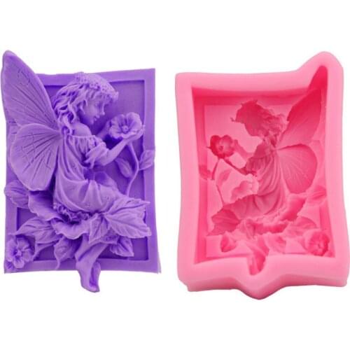 3D Angel Flower Fairy Silicone Mold DIY Soap Candle Cake Fondant Baking Mould