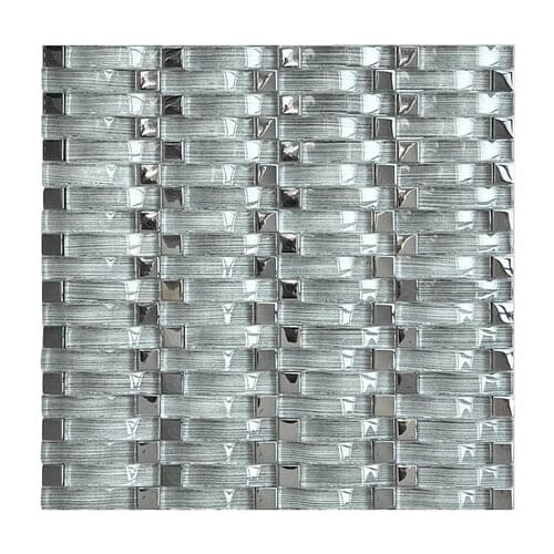 3D Arched Interior Glimmer mosaic kitchen backsplash wall tile, Light grey metal and glass mosaic bathroom tile