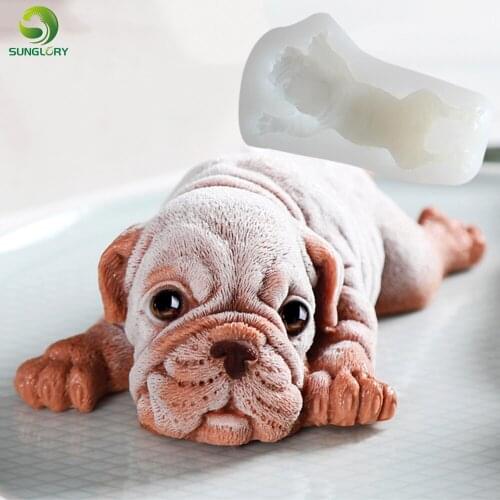 3d Dog Silicone Mold Cake Decoration Shar Pei Fondant Mold Bulldog Soap Molds For Baking DIY Mousse Icecream Jello Pudding Tools