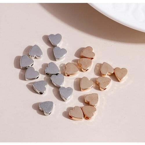 50pcs 9*9mm Vintage Metal Small Love Heart Charms Beads Fit Bracelets Pendants Necklaces DIY Handmade Jewelry Making