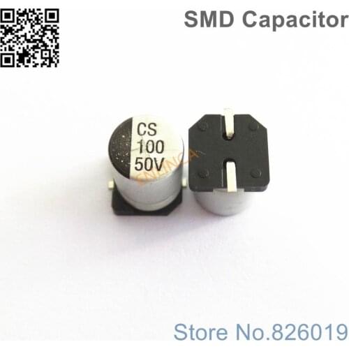 6pcs/lot 50V 100uf SMD Aluminum Electrolytic Capacitors size 8*10.5 100uf 50V