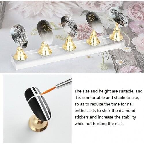 7Pcs Magnetic Nail Holder Practice Display Stand Acrylic Crystal Showing Shelf Nail Art Tool 2 Colors Nail Polish Display Stand