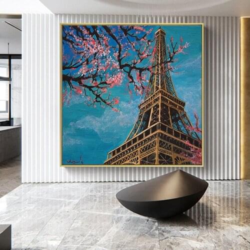 Abstract Paris Eiffel Tower Landscape Oil Painting on Canvas Posters and Prints Wall Art Picture Living Room Cuadros Decor Kids
