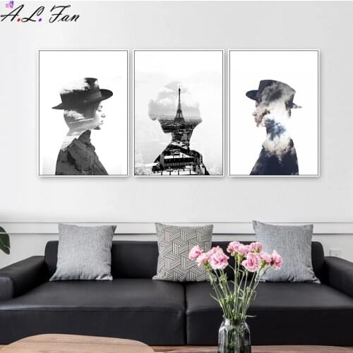 Abstract Fashion Figure Black and White Canvas Print Nordic Scandinavia Paintings Poster POP Wall Art Pictures for Living Room