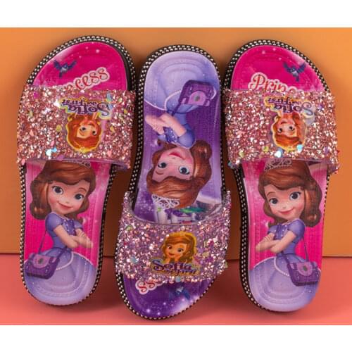 Childrens Cute Slippers Girl Summer Indoor Baby Little Princess Sophia Anti Slip 5-8 Years Old Soft SoleOutsideWearColdSlippers