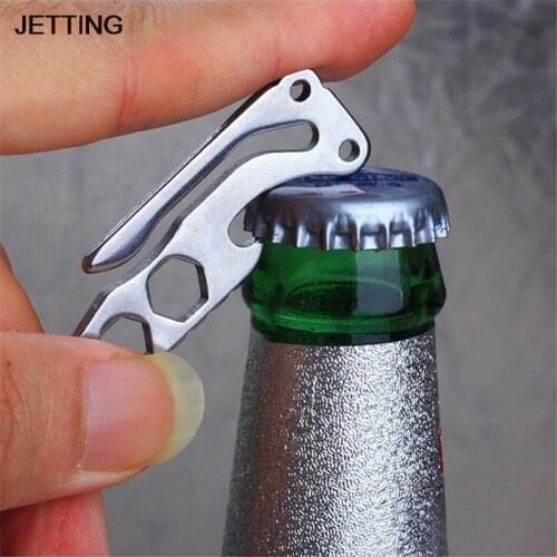EDC Bottle Opener Keychain Gadget Multi-function Outdoor Pocket Tool Pry Bar Hex Key Wrench Stainless Steel car styling