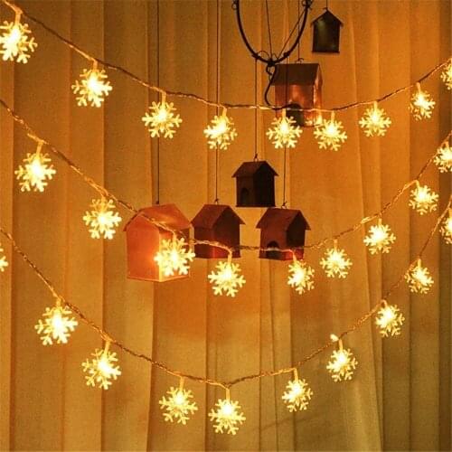 3/6/10M Snowflake Fairy String Light Battery Operated Bedroom Holiday Wedding Christmas Snowflakes Fairy Garland Light