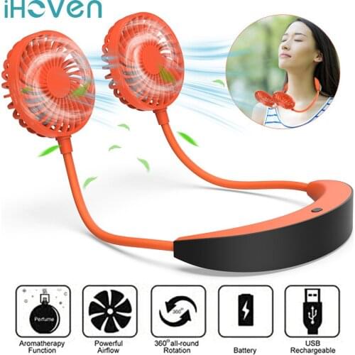 IHoven Mini Fan Neck Fan Sports Fan Wearable Fan Mute air Cooler Fan for Home Outdoor Air conditioner