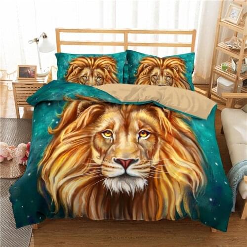 Cartoon Lion Bedding Set Animal Kid Fashion 3d Duvet Cover Sets Comforter Bed Linen Twin Queen King Single Size Dropshipping Hot