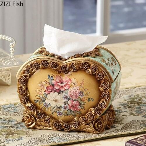 Floral Relief Sculpture Tissue Box Classical Tissue Boxes Dinner Table Napkin Holder Paper Towel Organizer Vintage Home Decor