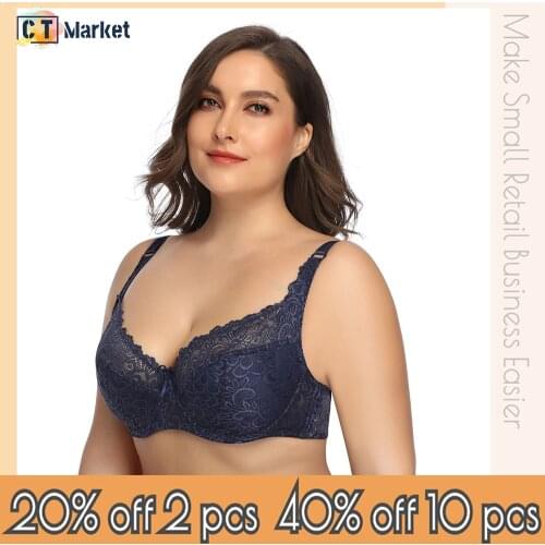 Plus Size D Cup Lace Underwire Bra Thin Wholesale Women Lingerie Sexy Push Up Underwear CT6003