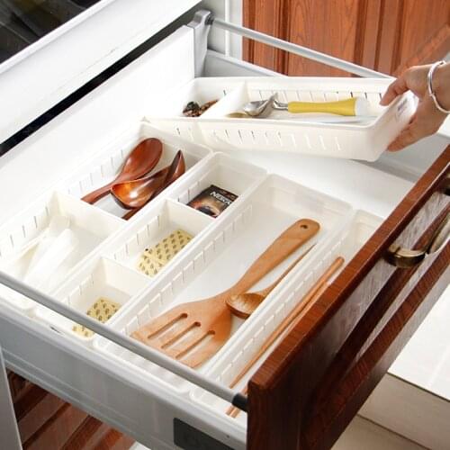 Kitchen Drawer Organizer Tray Spoon Cutlery Separation Finishing Storage Box Office Cabinet Utensil Compartment Divider Bins