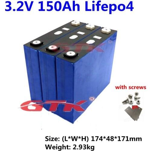 GTK 3.2V 150Ah LiFepo4 lithium battery for 12V 24V 36V 48V battery pack DIY solar energy system golf carts EV RV UPS home ESS